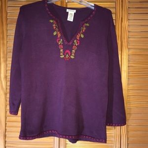 St John’s Bay Plum V-Neck‎ Sweater